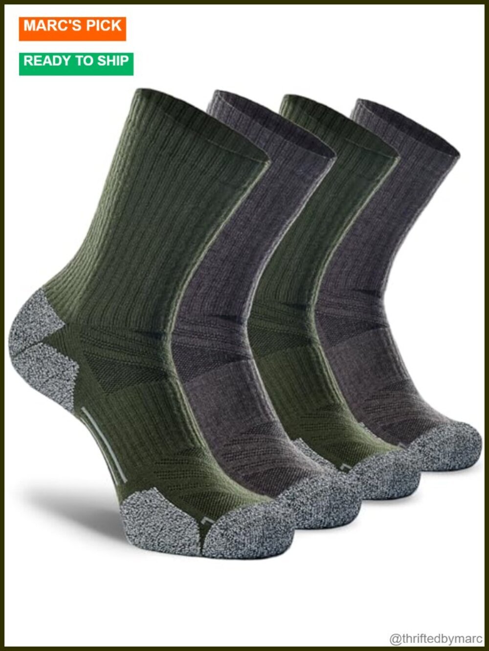 Crew Hiking Socks, Cushion, Moisture Wicking, Arch Compression Boot Socks